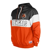 Men's New Era Orange Cincinnati Bengals 3rd Down Raglan Quarter-Zip Windbreaker Jacket