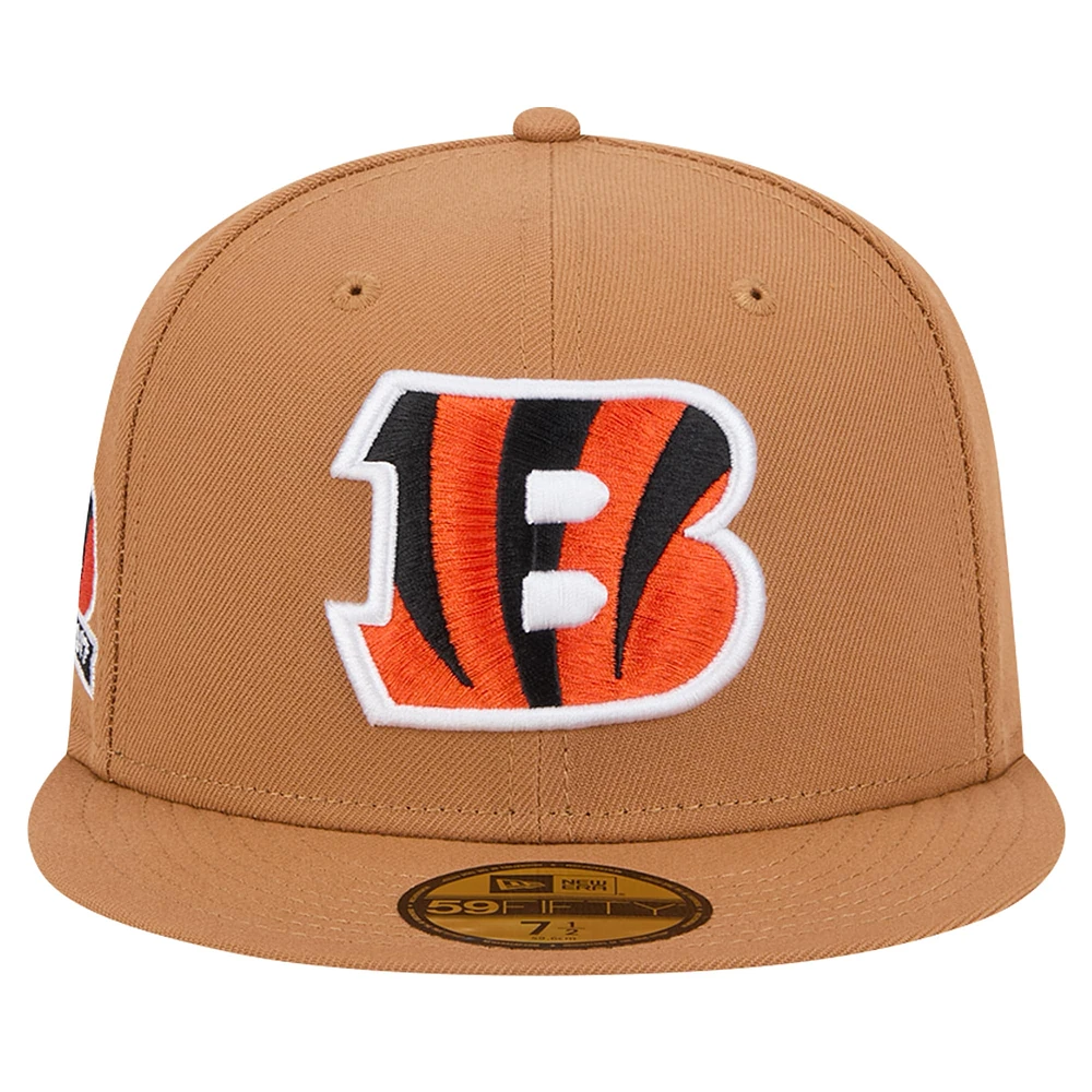 Men's New Era Tan Cincinnati Bengals Color Pack 59FIFTY Fitted Hat with Side Patch