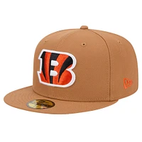 Men's New Era Tan Cincinnati Bengals Color Pack 59FIFTY Fitted Hat with Side Patch