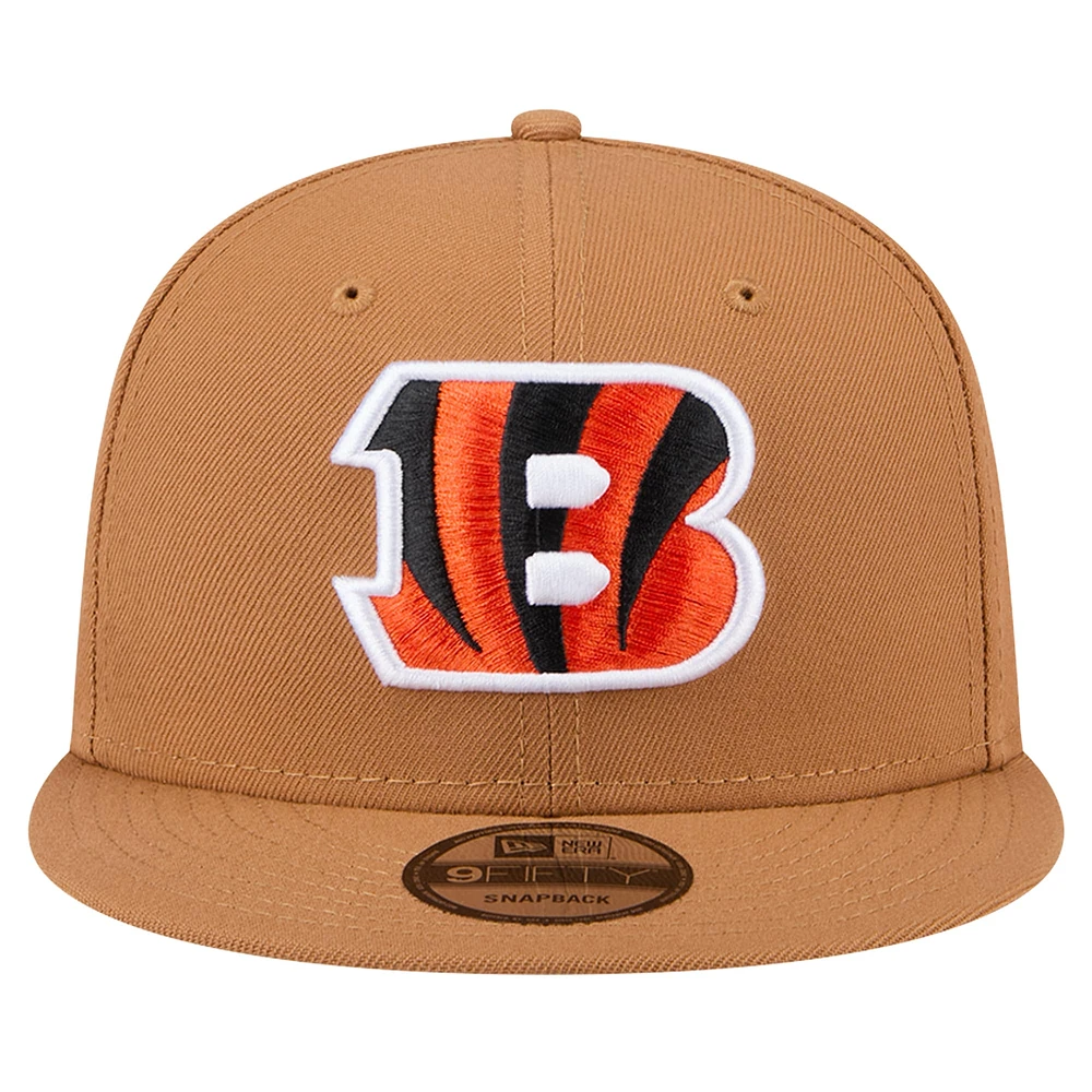 Casquette Snapback 9FIFTY New Era pour hommes, beige, Cincinnati Bengals Color Pack, avec patch latéral