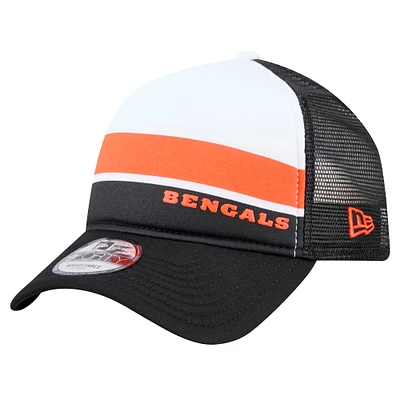 Casquette ajustable 9FORTY A-Frame Trucker Sport Night Color Block pour homme New Era blanche/noire des Bengals de Cincinnati
