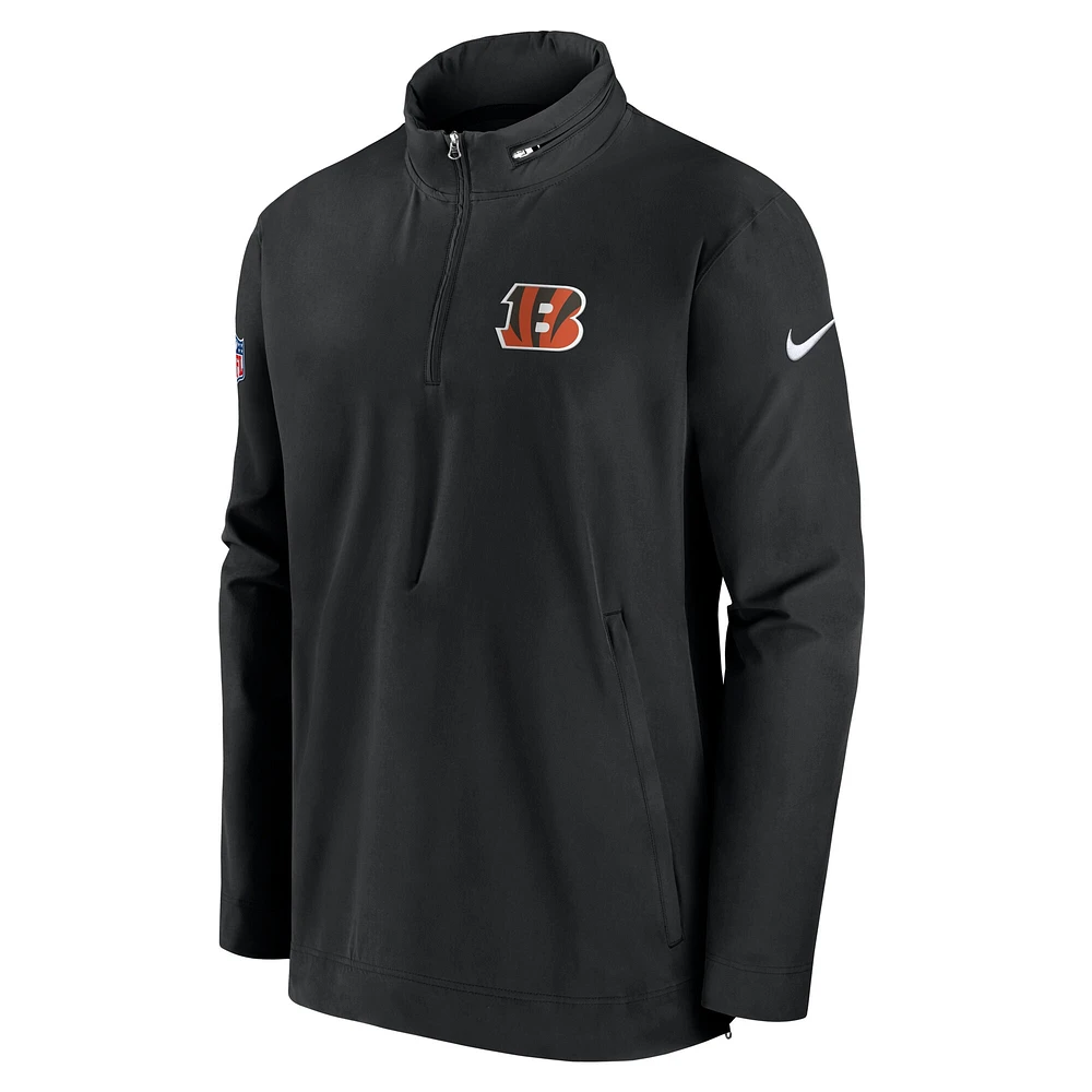 Men's Nike Black Cincinnati Bengals 2023 Sideline Coach Half-Zip Hoodie Jacket