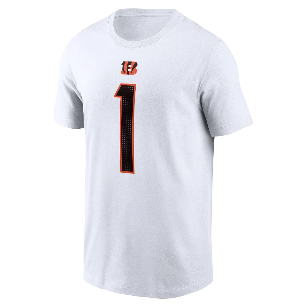 Men's Nike Ja'Marr Chase  White Cincinnati Bengals Player Name & Number T-Shirt