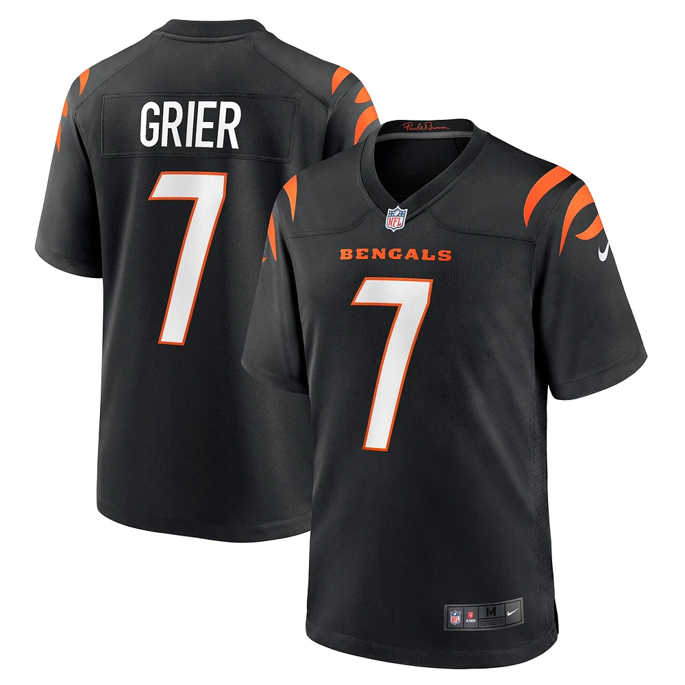 Maillot de match l'équipe Nike Will Grier pour hommes, noir, Cincinnati Bengals