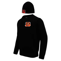 Men's Pro Standard Black Cincinnati Bengals Crewneck Pullover Sweater & Cuffed Knit Hat Box Gift Set