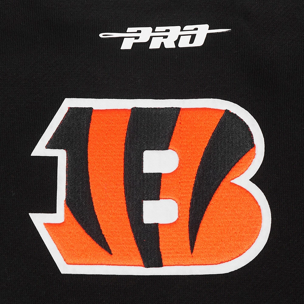 Men's Pro Standard Black Cincinnati Bengals Turn It Up Drop Shoulder Pullover Sweatshirt