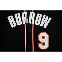 Men's Pro Standard Joe Burrow Black Cincinnati Bengals Mesh Baseball Button-Up T-Shirt
