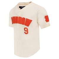 Men's Pro Standard Joe Burrow Cream Cincinnati Bengals Name & Number Triple Tonal Button-Up Baseball Jersey
