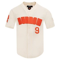 Men's Pro Standard Joe Burrow Cream Cincinnati Bengals Name & Number Triple Tonal Button-Up Baseball Jersey