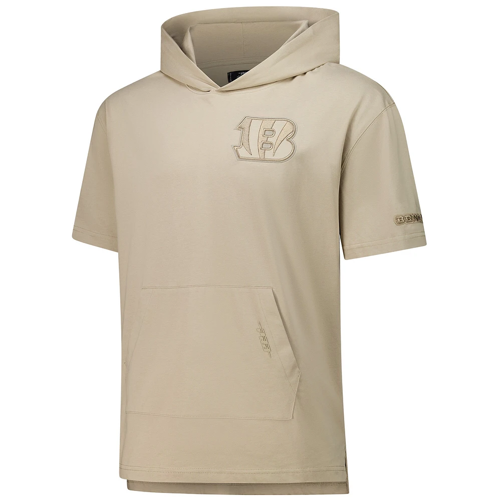 Men's Pro Standard Tan Cincinnati Bengals Neutrals Capsule Short Sleeve Pullover Hoodie