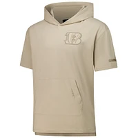 Men's Pro Standard Tan Cincinnati Bengals Neutrals Capsule Short Sleeve Pullover Hoodie