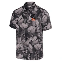 Chemise boutonnée noire Tommy Bahama pour homme, grande taille, Cincinnati Bengals Coast Nuevo Fronds IslandZone