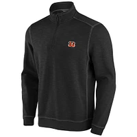 Sweat-shirt à demi-zip Tommy Bahama pour homme, noir, de couleur grande et taille, Tobago Bay, Cincinnati Bengals