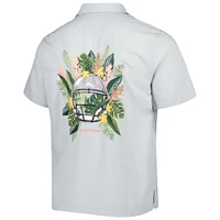 Men's Tommy Bahama Gray Cincinnati Bengals Coconut Point Frondly Fan Camp IslandZone Button-Up Shirt