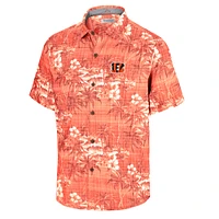 Men's Tommy Bahama Orange Cincinnati Bengals Coconut Point Isla Palmetta Camp Button-Up Shirt
