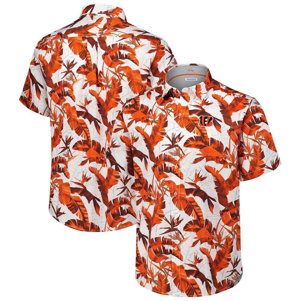 Chemise boutonnée Tommy Bahama Orange Cincinnati Bengals Sunnyvale Blooms Camp pour homme