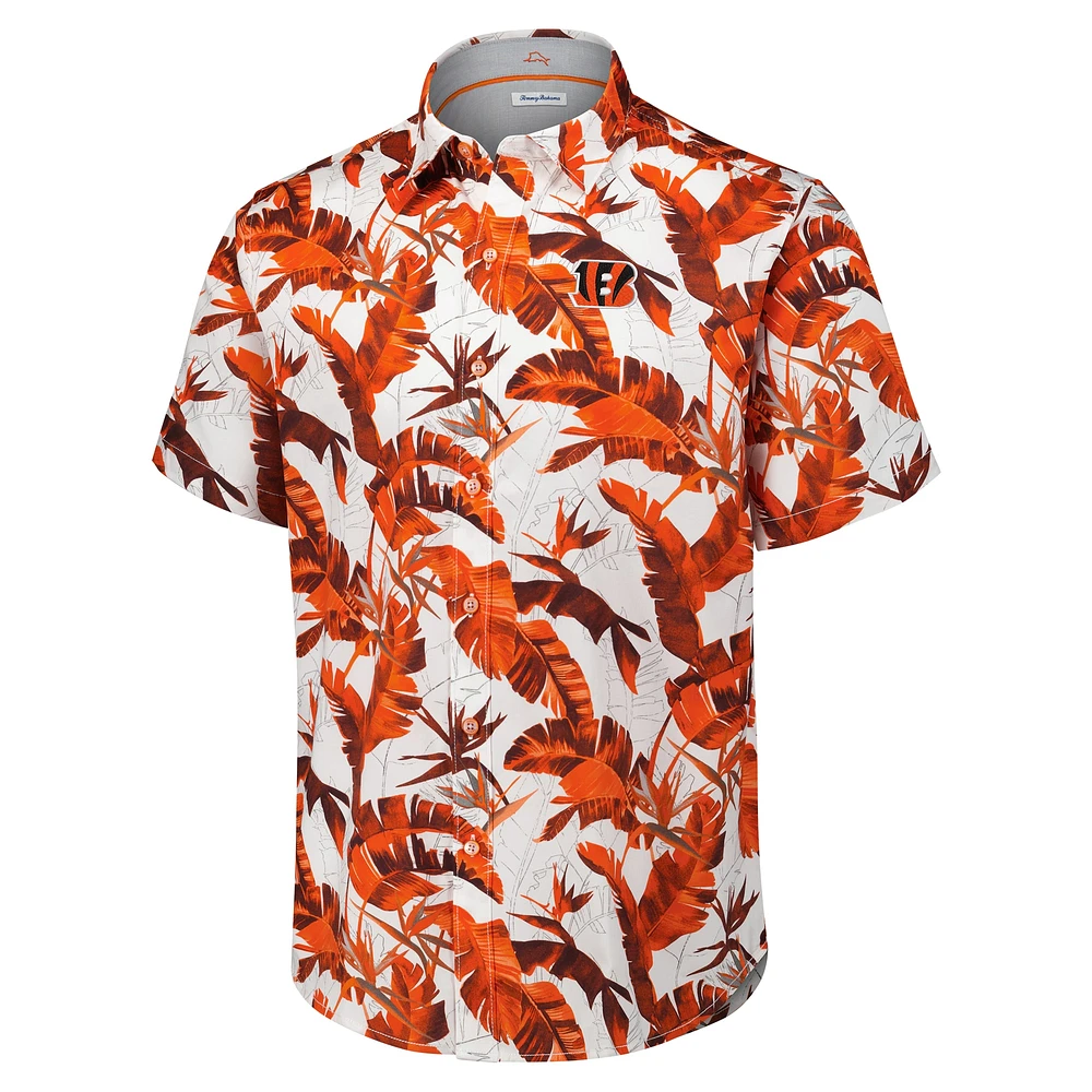 Chemise boutonnée Tommy Bahama Orange Cincinnati Bengals Sunnyvale Blooms Camp pour homme