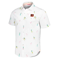 Men's Tommy Bahama White Cincinnati Bengals Nova Wave Flocktail Button-Up Shirt