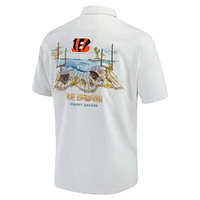 Men's Tommy Bahama  White Cincinnati Bengals Tide Breaker IslandZone Camp Button-Up Shirt