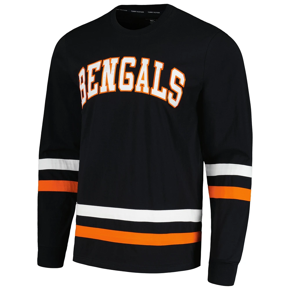 Men's Tommy Hilfiger Black/Orange Cincinnati Bengals Nolan Long Sleeve T-Shirt