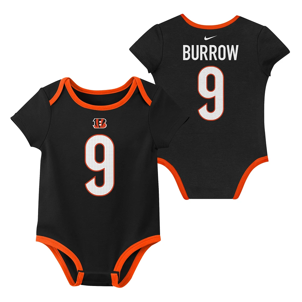Newborn & Infant Nike Joe Burrow Cincinnati Bengals Three-Pack Bodysuit Set