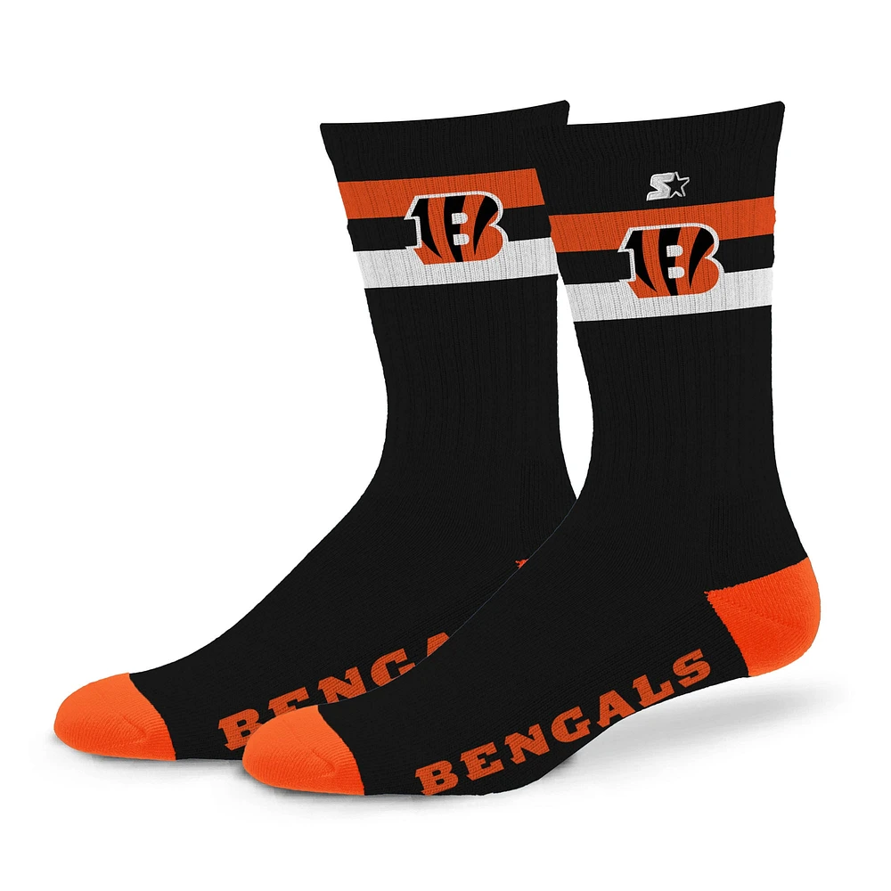 Chaussettes d'équipage unisexes Starter Cincinnati Bengals Team Color Two-Stripe