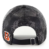 Women's '47  Black Cincinnati Bengals Dazzle Clean Up Adjustable Hat