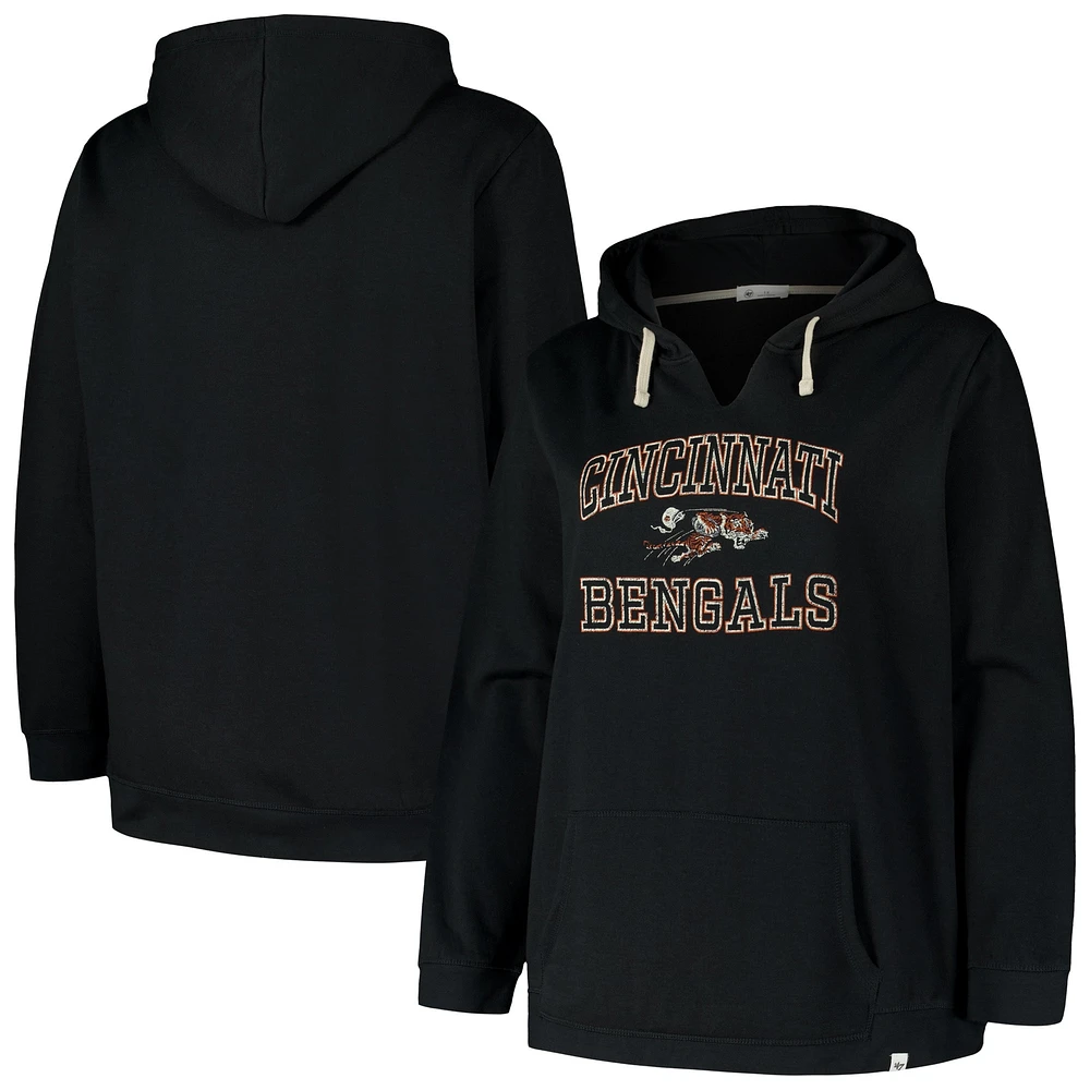 Women's '47 Black Cincinnati Bengals Plus Clarity Kennedy Pullover Hoodie
