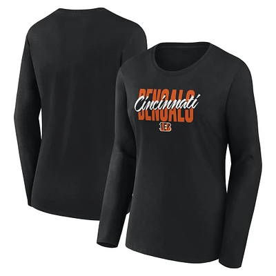 T-shirt à manches longues noir pour femme Cincinnati Bengals Grip
