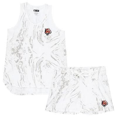 Women's Concepts Sport White Cincinnati Bengals Plus Quartz Tank Top & Shorts Set