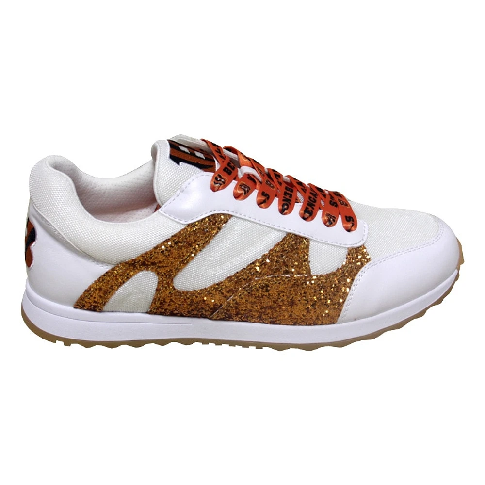 Women's Cuce  White Cincinnati Bengals Glitter Sneakers