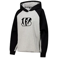 Women's DKNY Sport Gray/Black Cincinnati Bengals Joy Cropped Raglan Pullover Hoodie