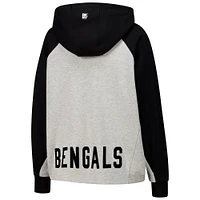 Women's DKNY Sport Gray/Black Cincinnati Bengals Joy Cropped Raglan Pullover Hoodie
