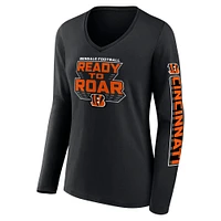 Women's Fanatics Black Cincinnati Bengals Hometown Sweep Long Sleeve V-Neck T-Shirt