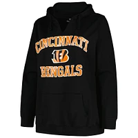 Women's Fanatics Black Cincinnati Bengals Plus Heart and Soul V-Neck Pullover Hoodie