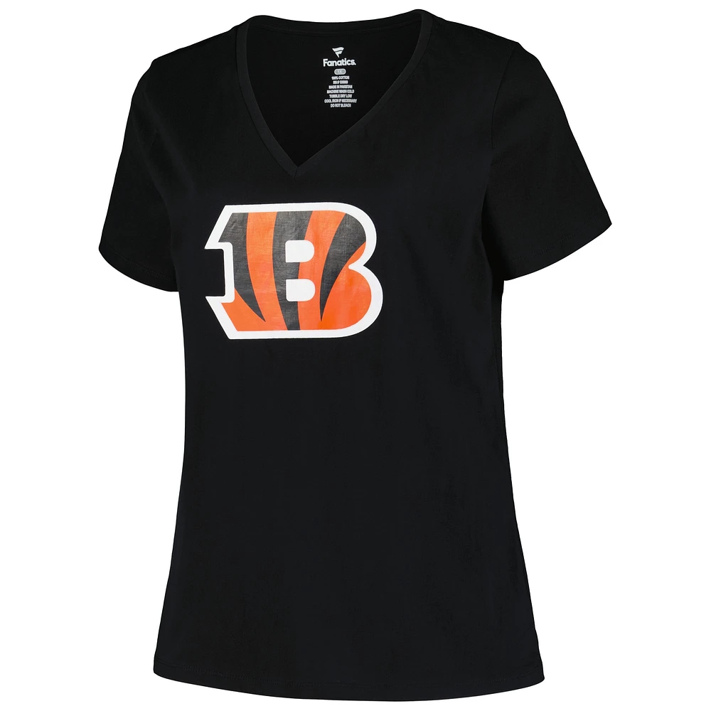 Women's Fanatics Black Cincinnati Bengals Plus Mother's Day #1 Mom V-Neck T-Shirt