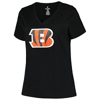 Women's Fanatics Black Cincinnati Bengals Plus Mother's Day #1 Mom V-Neck T-Shirt