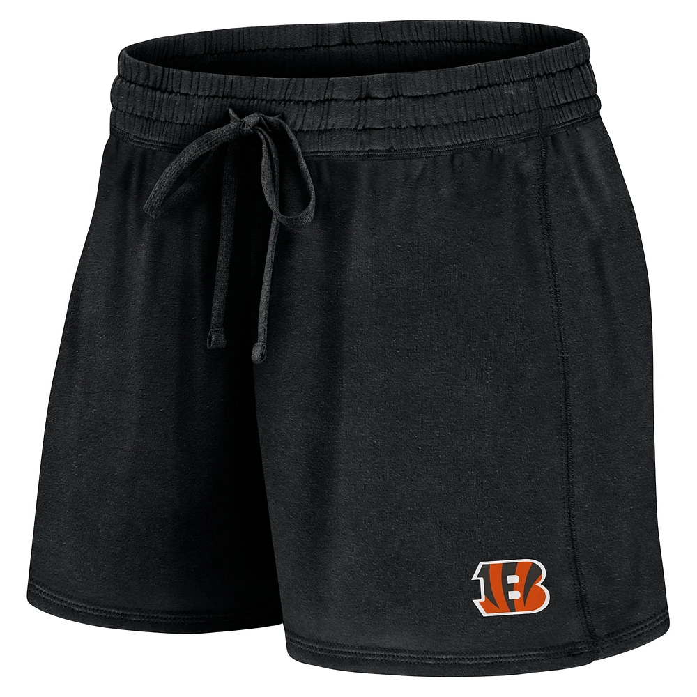 Women's Fanatics Black Cincinnati Bengals Start to Finish T-Shirt & Shorts Combo Pack