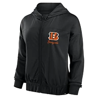 Women's  Fanatics College Black Cincinnati Bengals Script Lock Full-Zip Hoodie