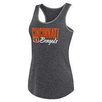 Women's  Fanatics Heather Charcoal Cincinnati Bengals Fuel Racerback Tank Top