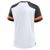 Women's Fanatics White/Black Cincinnati Bengals Foiled Primary Lace-Up T-Shirt