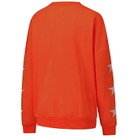 Women's Gameday Couture Orange Cincinnati Bengals Rhinestone Star Sleeve Settle the Score Tri-Blend Pullover Sweatshirt