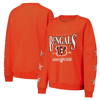 Sweat-shirt à manches longues et col rond imprimé étoile strass Gameday Couture pour femme des Bengals de Cincinnati Orange