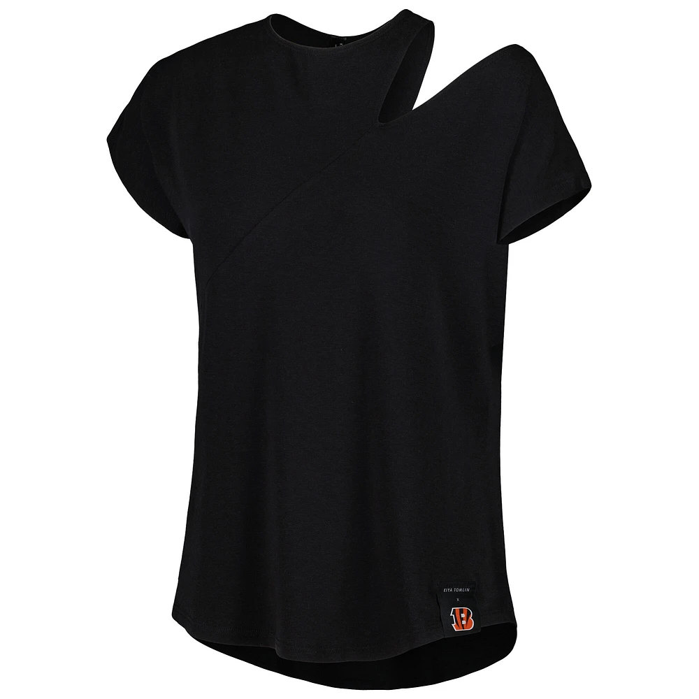 Women's KIYA TOMLIN Black Cincinnati Bengals Cut Out Tri-Blend Shirt