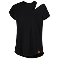 Women's KIYA TOMLIN Black Cincinnati Bengals Cut Out Tri-Blend Shirt