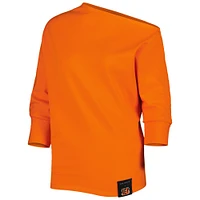 Women's KIYA TOMLIN Orange Cincinnati Bengals Twisted Tri-Blend Asymmetrical 3/4-Dolman Sleeve Sweatshirt