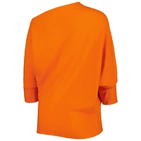 Women's KIYA TOMLIN Orange Cincinnati Bengals Twisted Tri-Blend Asymmetrical 3/4-Dolman Sleeve Sweatshirt