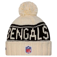 Women's New Era Cream Cincinnati Bengals 2024 Sideline Cuffed Knit Hat with Pom