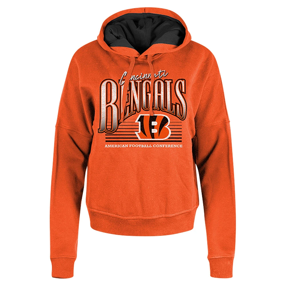 Women's New Era Orange Cincinnati Bengals Boxy Pullover Hoodie