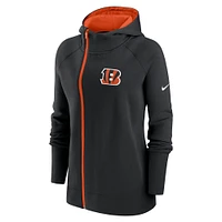 Women's Nike Black Cincinnati Bengals Primetime Raglan Sleeve Full-Zip Hoodie